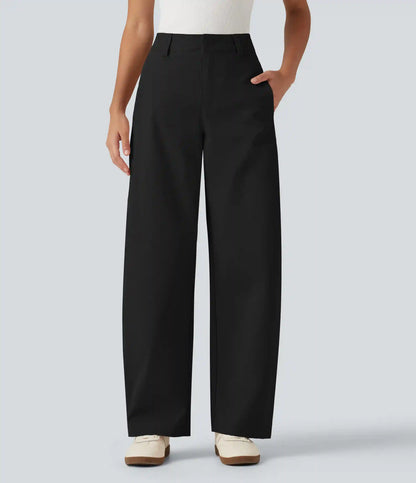 Mid Rise Barrel Leg Work Pants with Pockets