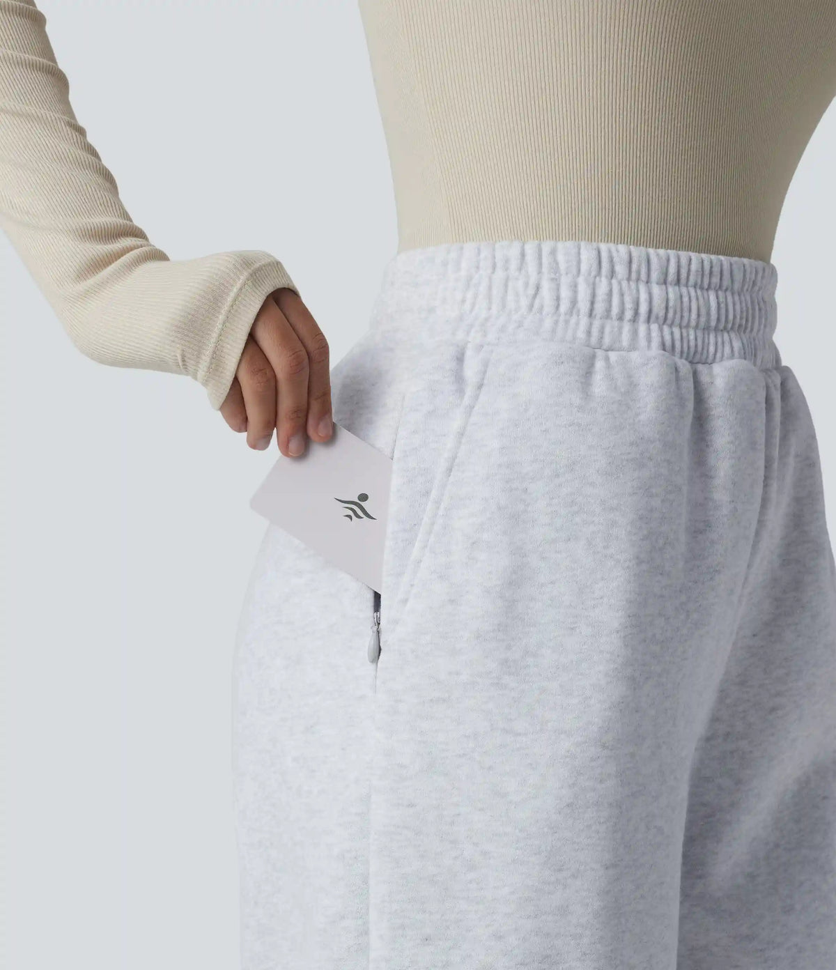 Foldover High Waisted Drawstring Fleece Casual Joggers with Pockets