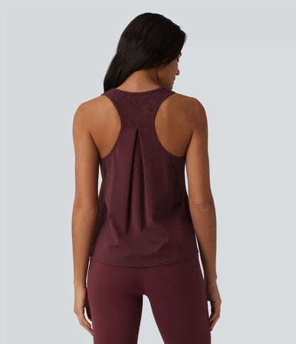 SoftlyZero™ Airy Racerback Contrast Lace InstantCool Workout Tank Top