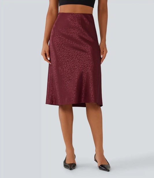 High Waisted Leopard Print Satin Casual Midi Mermaid Skirt