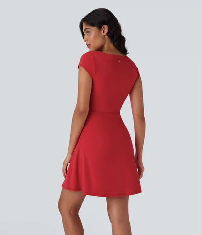 SoftlyZero™ Plush Square Neck Corset 2-in-1 Mini Casual Dress with Pockets
