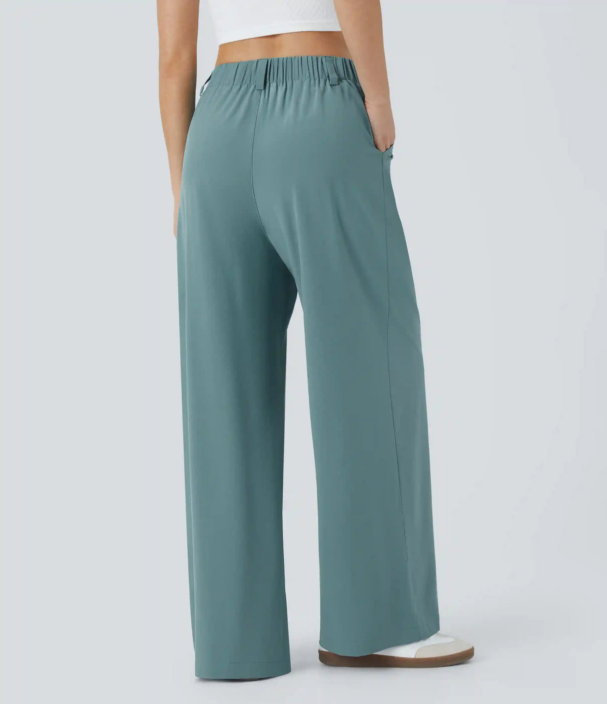 Breezeful™ High Waisted Pocket Wide Leg Baggy Flowy Solid Palazzo Quick Dry Casual Pants
