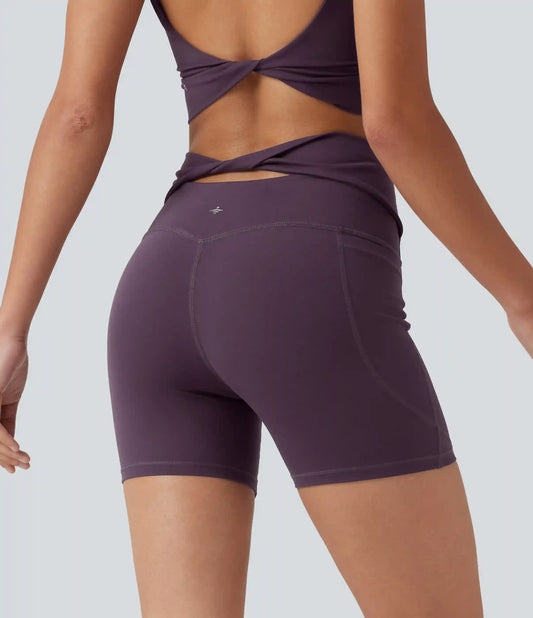 Halara UltraSculpt™ High-waisted Twisted-Back Yoga Biker Shorts 5'' with Pockets