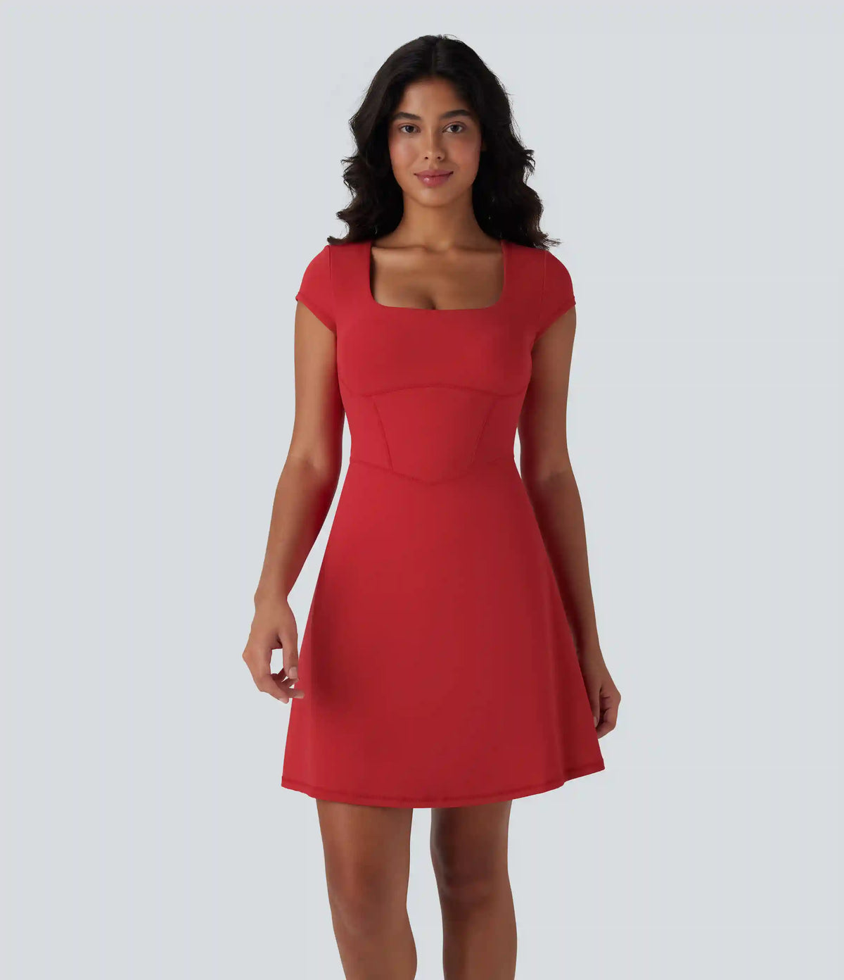 SoftlyZero™ Plush Square Neck Corset 2-in-1 Mini Casual Dress with Pockets