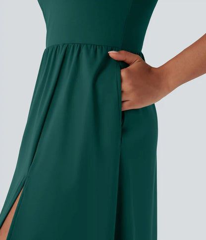 SoftlyZero™ Airy Racerback InstantCool Casual Slip Dress with Pockets DD-F Cups