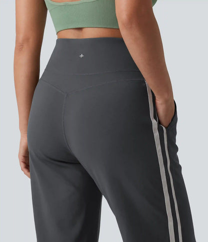 Plus Size Halara UltraSculpt™ High Waisted Tummy Control Color Block Stripes Yoga Baggy Pants with Pockets