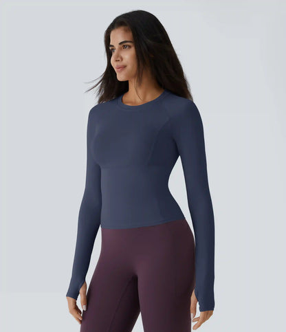 Solid Thumb Hole Yoga Sports Top