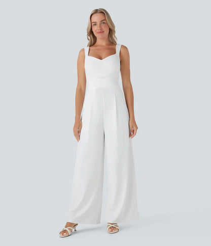 U Back Sleeveless Casual Jumpsuit with Pockets