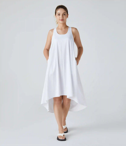 Breezeful™ RacerPocket High Low Flowy Midi Quick Dry Casual Dress