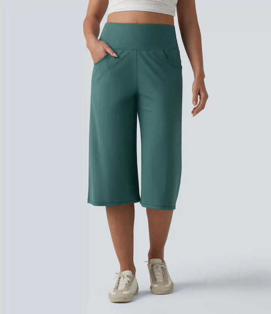 SoftlyZero™ Airy High Waisted Tummy Control InstantCool Casual Capri Baggy Pants with Pockets