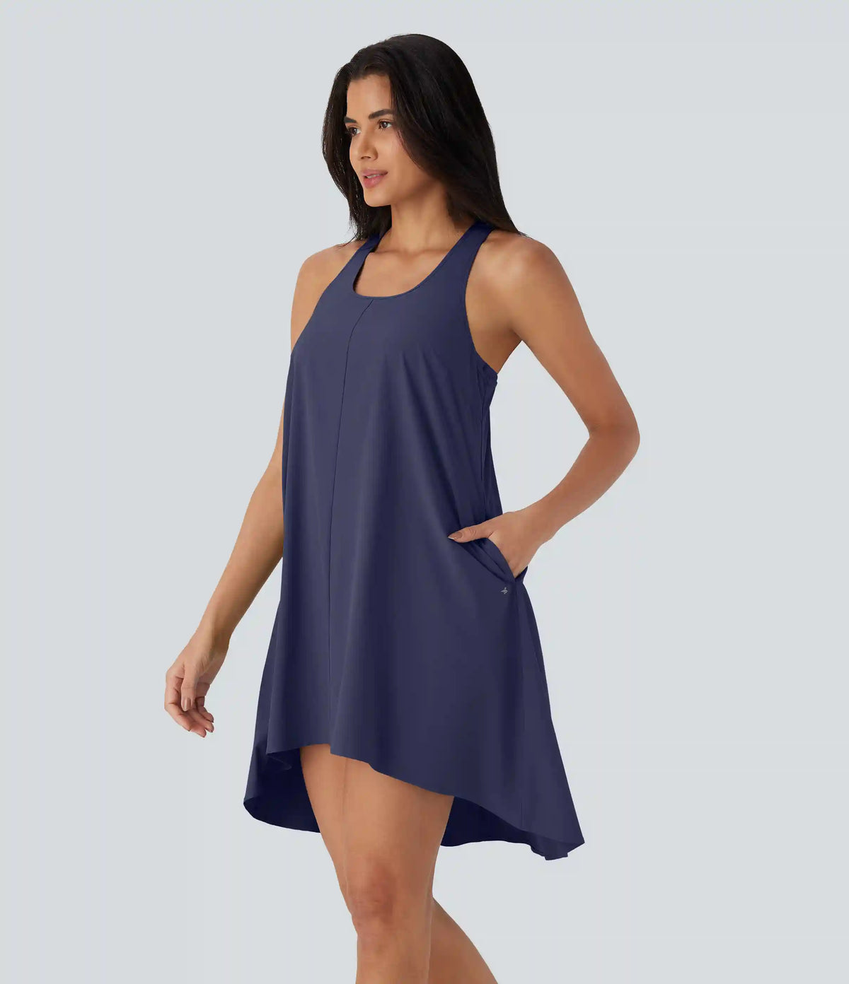 Breezeful™ RacerPocket High Low Flowy Mini Quick Dry Casual Dress
