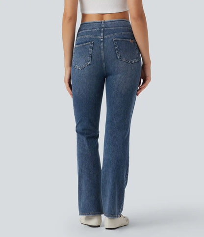Halara Flex™ High Waisted Tummy Control Washed Casual Bootcut Jeans with Pockets