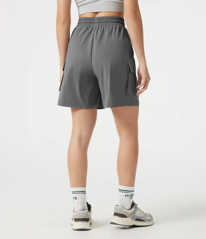 High-waisted Drawstring Workout Cargo Bermuda Shorts with Pockets