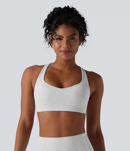 Medium Support Racerback Stripes Training Sports Bra
