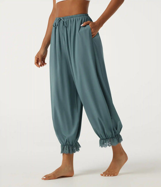 Breezeful™ High Waisted Drawstring Contrast Lace Quick Dry Dance with Pockets