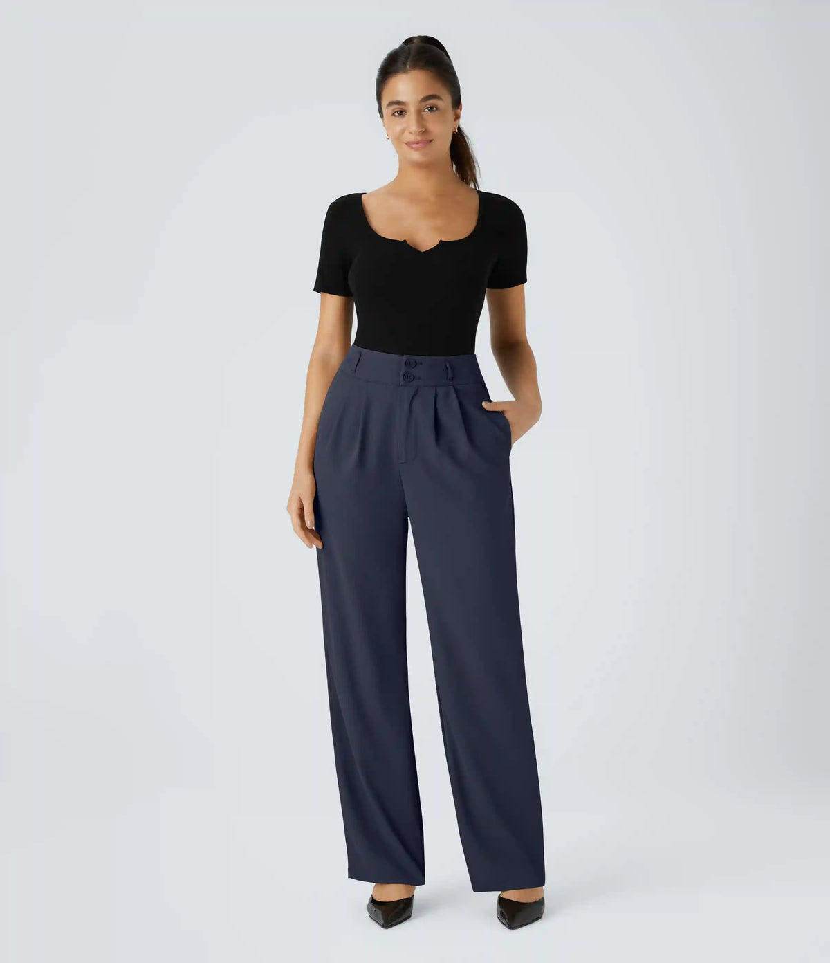 Halara Flex™ High Waisted Zipper Pocket Shirred Straight Leg Work Pants