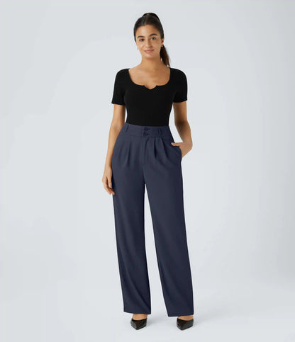 Halara Flex™ High Waisted Zipper Pocket Shirred Straight Leg Work Pants