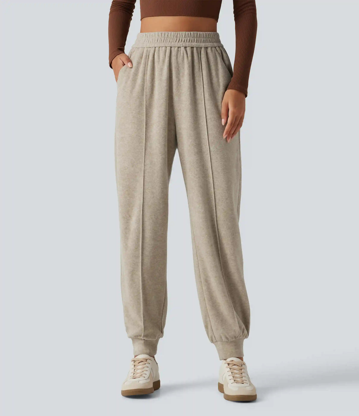 High Waisted Casual Joggers with Pockets