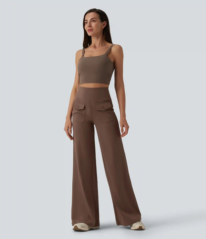 DayStretch High Waisted Tummy Control Wide Leg Yoga Pants with Pockets