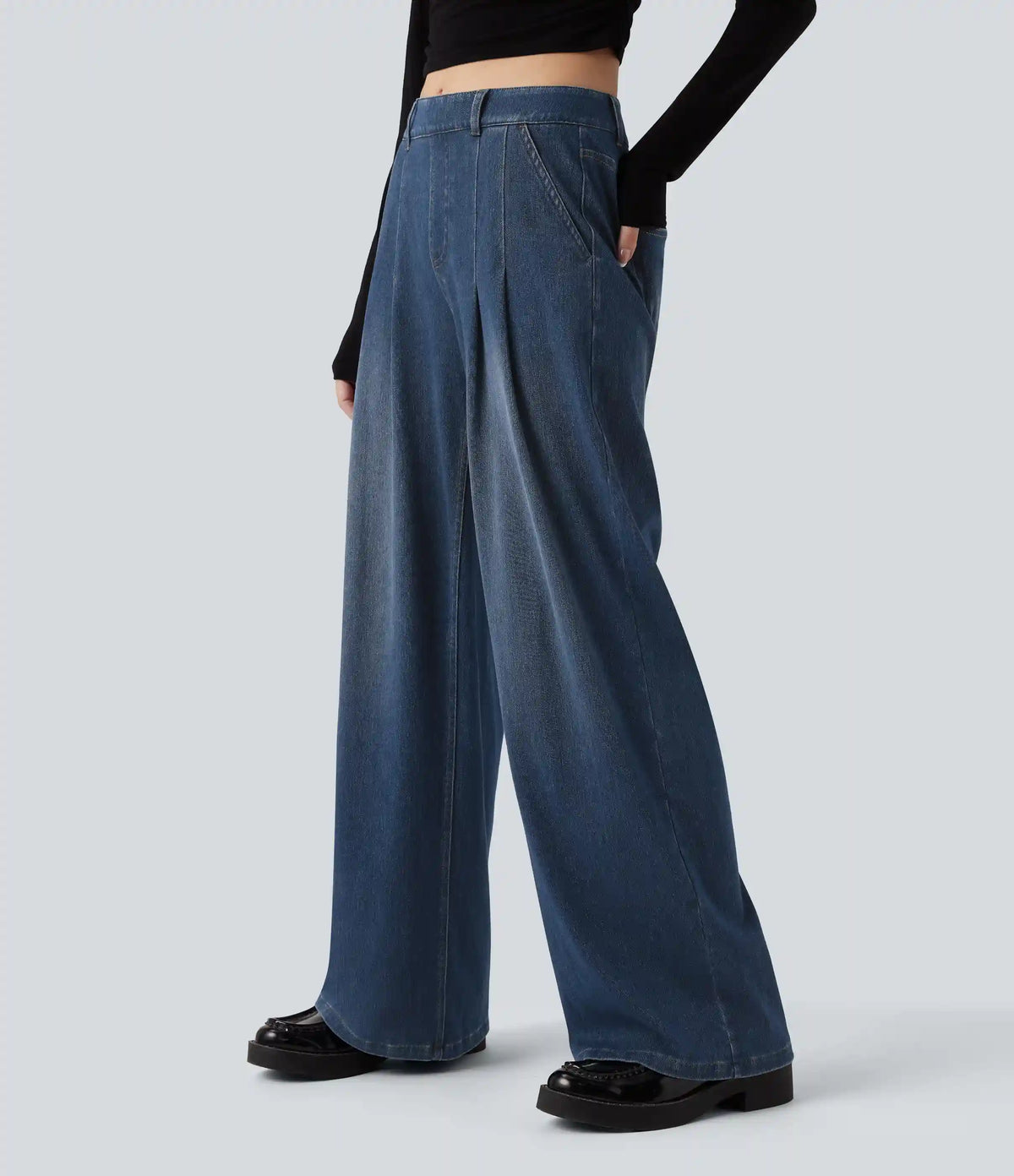 Halara Flex™ Mid Rise Wide Leg Casual Jeans with Pockets