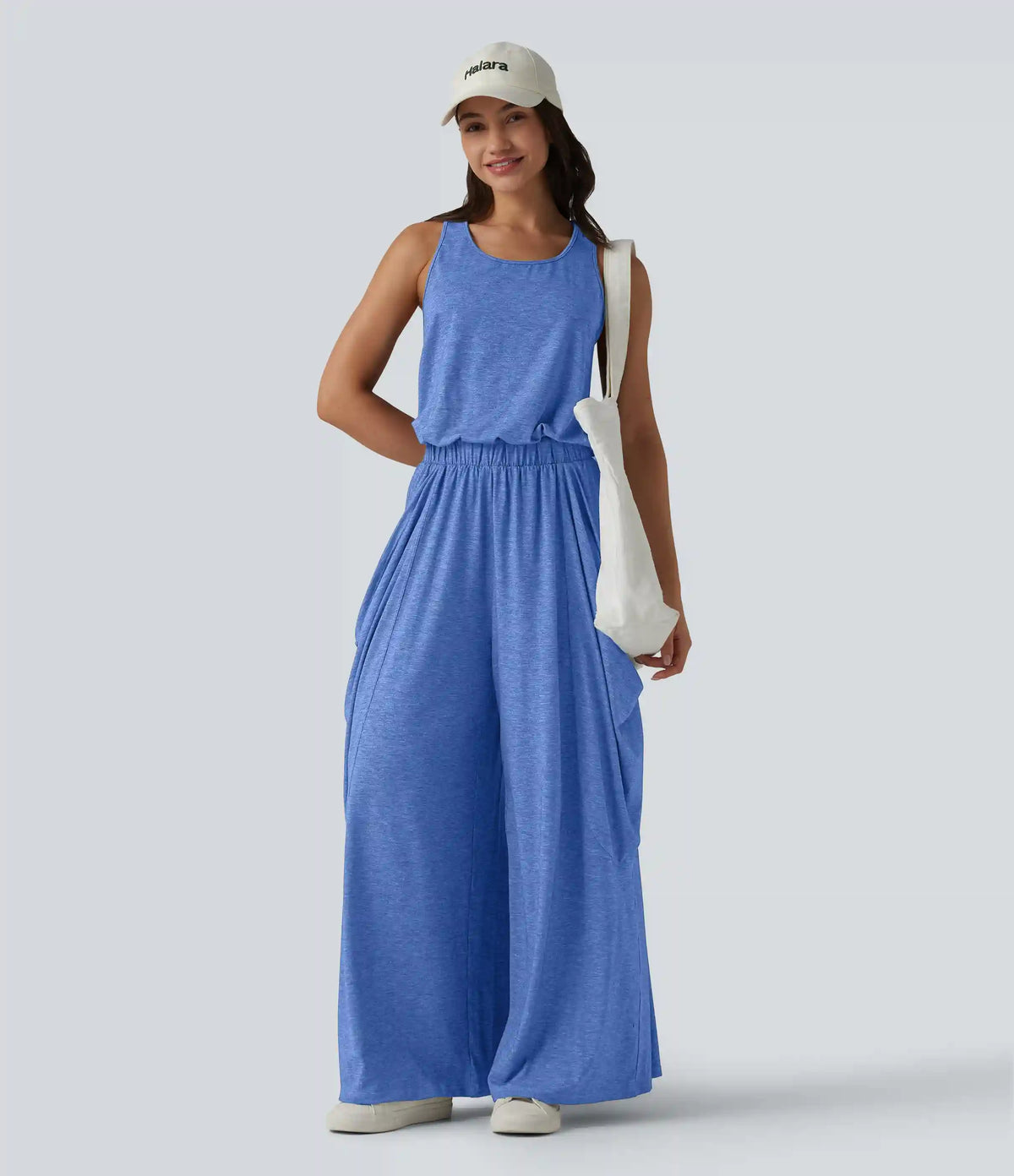 Sleeveless Cut Out Wide Leg Casual Jumpsuit with Pockets-Easy Peezy Edition