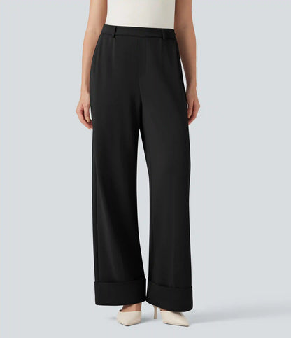 Halara Flex™ High Waisted Rolled Hem Crepe Work Baggy Pants with Pockets