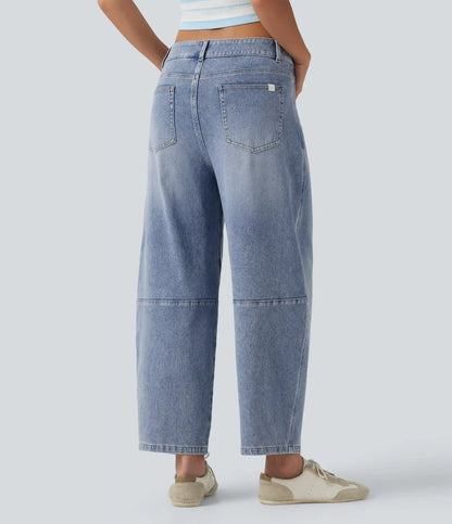 Halara Flex™ Low Rise Zipper Pockets Barrel Leg Casual Jeans