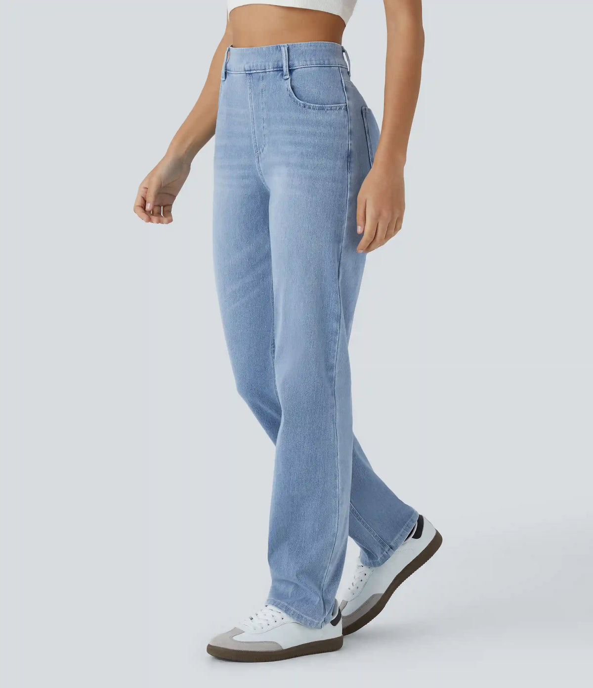 Halara Flex™ High Waisted Pockets Straight Leg InstantCool Washed Casual Jeans
