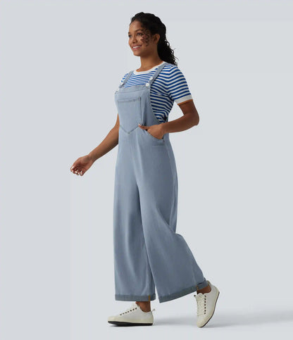 Halara Flex™ Wide Leg Denim Casual Overalls with Pockets