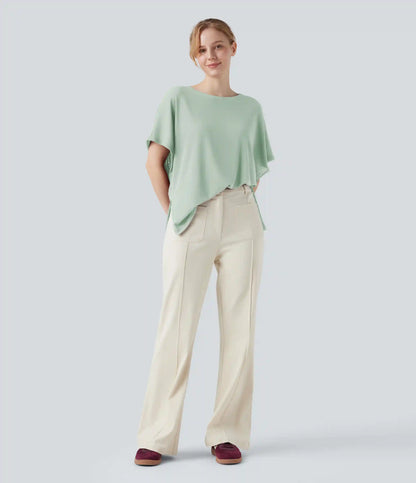 Round Neck Batwing Sleeve Relaxed Casual T-Shirt