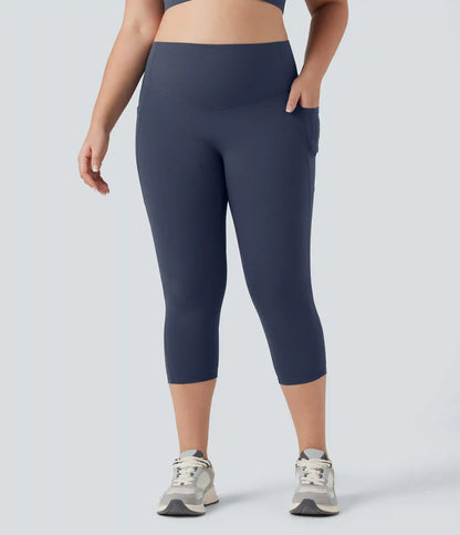 Plus Size Halara UltraSculpt™ High Waisted Butt Lifting Tummy Control Capri Training Leggings with Pockets
