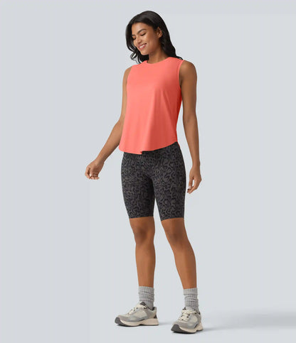 Round Neck Curved Hem Cool Touch Workout Tank Top-UPF50+