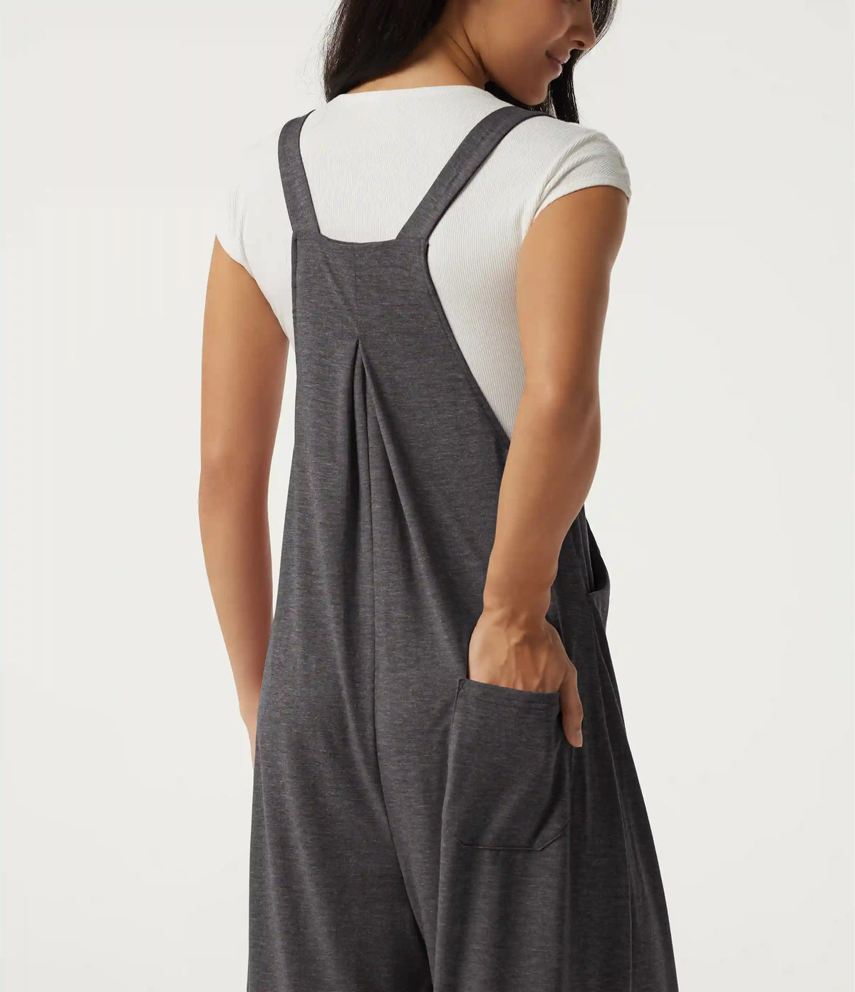 Heathered Casual Overalls with Pockets