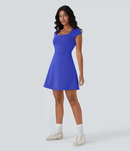 SoftlyZero™ Plush Square Neck Corset 2-in-1 Mini Casual Dress with Pockets