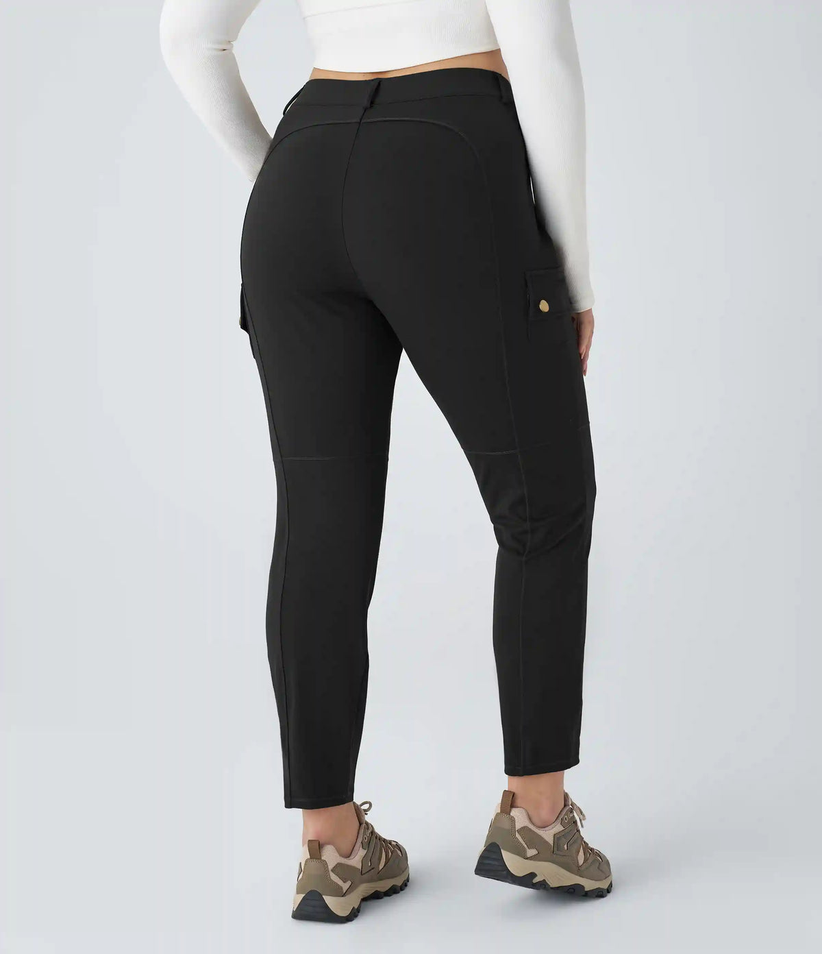 DayStretch High Waisted Zipper Pockets Solid Slim Hiking Plus Size Cargo Pants