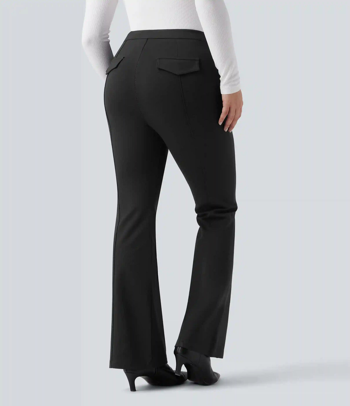 High Waisted Work Flare Pants with Pockets