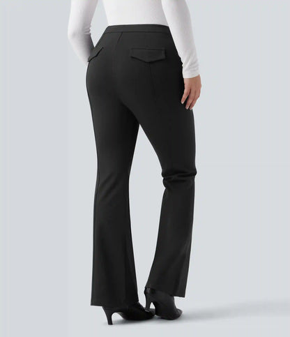 High Waisted Work Flare Pants with Pockets