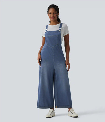 Halara Flex™ Wide Leg Denim Casual Overalls with Pockets
