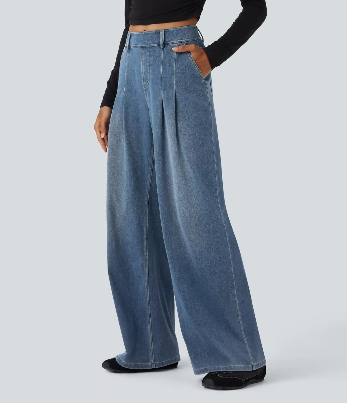 Halara Flex™ Mid Rise Wide Leg Casual Jeans with Pockets