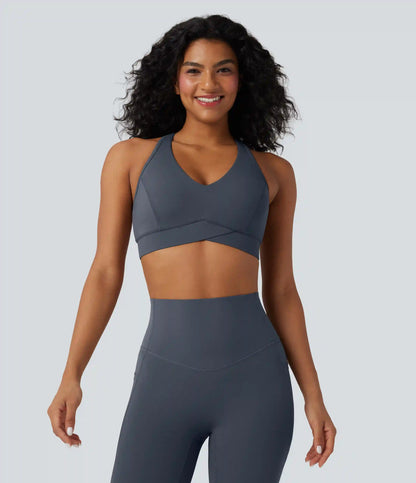 Halara UltraSculpt™ Light Support V Neck Racerback Workout Sports Bra