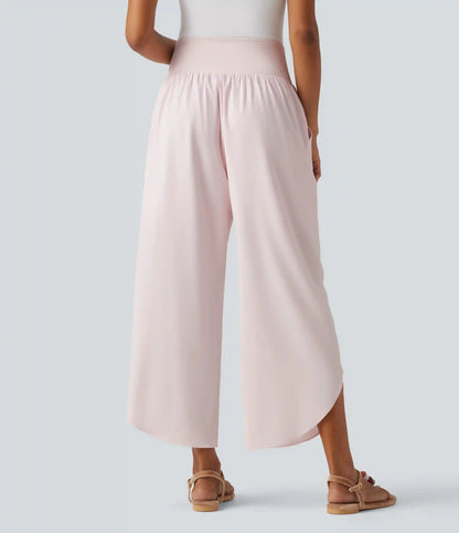 Breezeful™ High Waisted Tummy Control 2-in-1 Split Hem Quick Dry Resort Pants with Pockets