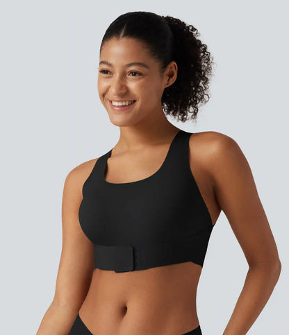 U Neck Crisscross Casual Bralette with Built-in Bra for B-DD Cups