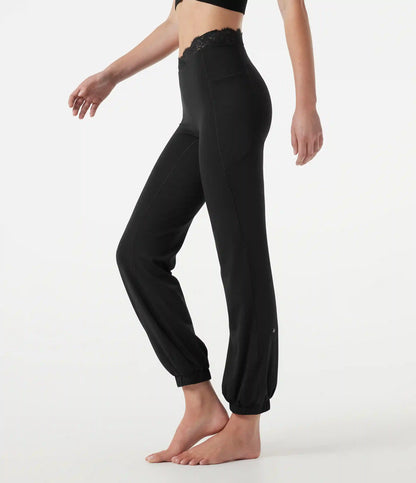 SoftlyZero™ High Waisted Contrast Lace Dance Balloon Joggers with Pockets