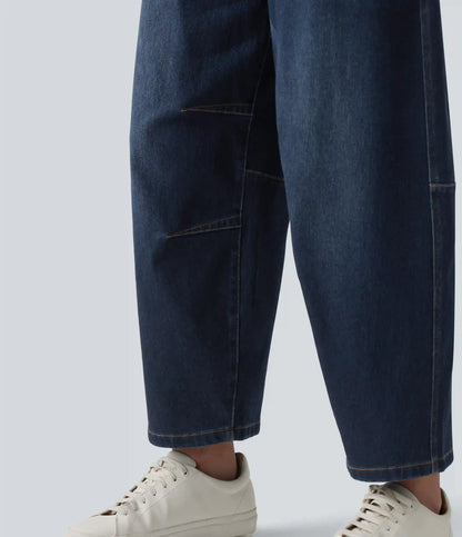 Halara Flex™ Low Rise Zipper Pockets Barrel Leg Casual Jeans