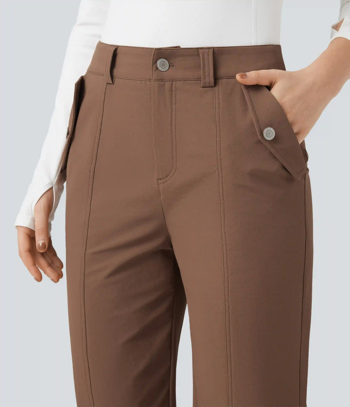 Durable Water Repellent Mid Rise Straight Leg Hiking Pants with Pockets