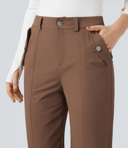 Durable Water Repellent Mid Rise Straight Leg Hiking Pants with Pockets