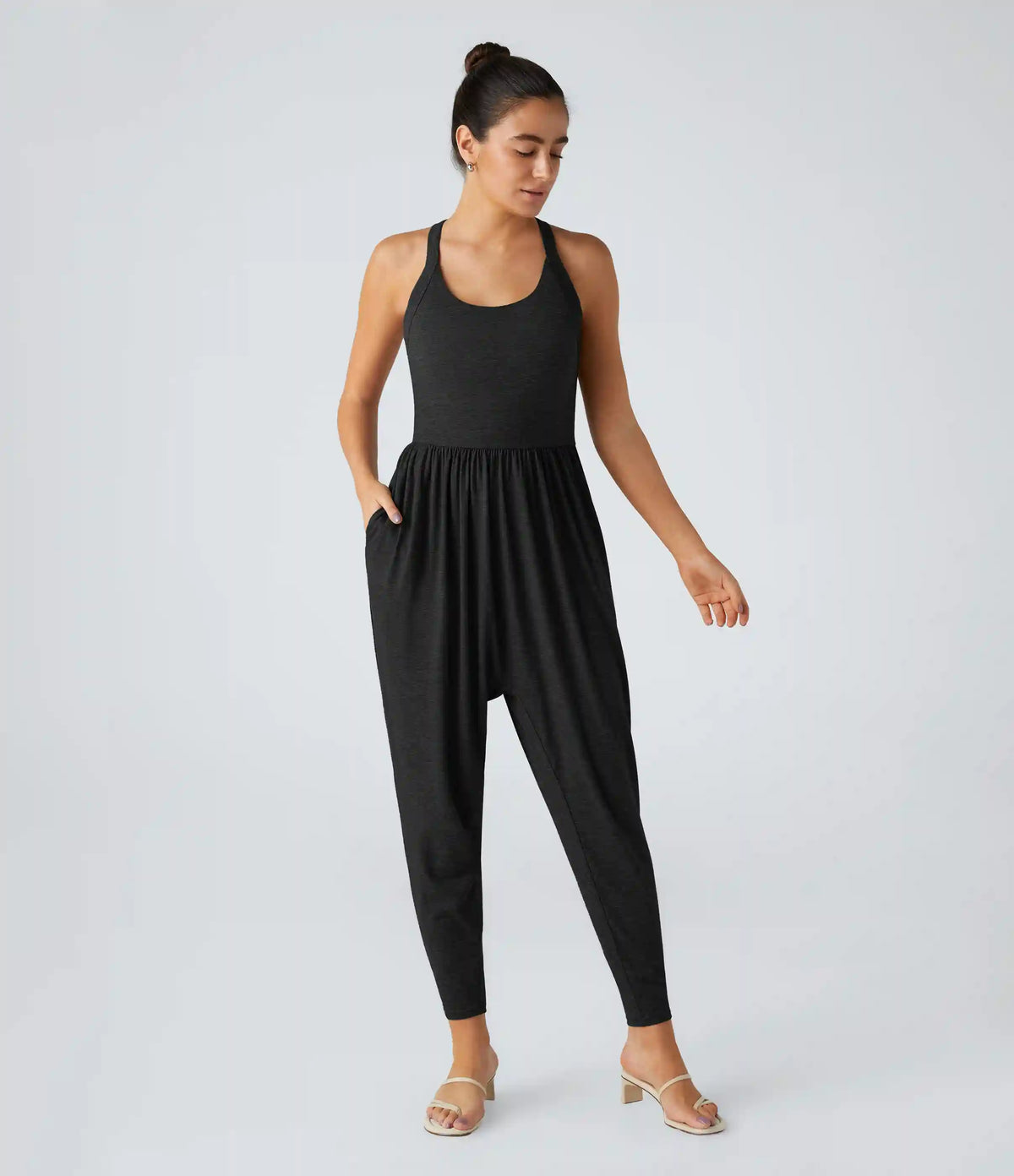 U Neck Pocket Harem Casual Jumpsuit-Easy Peezy Edition
