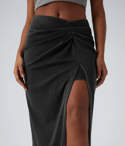 Halara Flex™ High Waisted 2-in-1 Split Bodycon Midi Casual Denim Skirt
