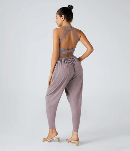 U Neck Pocket Harem Casual Jumpsuit-Easy Peezy Edition