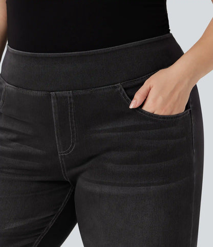 Halara Flex™ High Waisted Pockets Washed Casual Bootcut Plus Size Jeans
